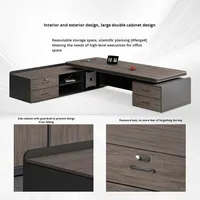 Bureau à panneaux en bois pour directeur exécutif haut de gamme Ensemble de bureau et de chaises à triple rangement simple et moderne
