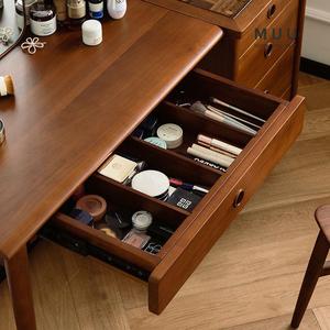 <b>Solid</b> <b>Wood</b> Vanity Table Nordic Retro Style With Storage Bedroom Makeup <b>Desk</b> Integrated Cabinet For Small Apartment - Product Image 4