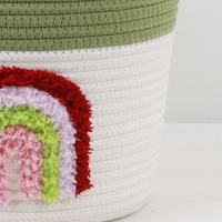 Panier de rangement pour vêtements d'enfants en corde de coton circulaire, écologique et multifonctionnel