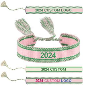 Bracelet d'<span class=keywords><strong>amitié</strong></span> personnalisé avec <span class=keywords><strong>texte</strong></span>/logo brodé à la main pour mariage bijoux de vacances - Product Image 1