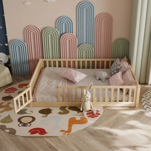 <span class=keywords><strong>Letto</strong></span> Montessoriano per <span class=keywords><strong>Bambini</strong></span> Struttura <span class=keywords><strong>Letto</strong></span> di Design in Legno per Bambino con Recinzione e Porta - Product Image 2