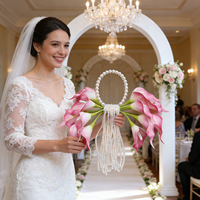 Bouquet de lys artificiels Calla avec perles, fleur à tenir à la main pour la mariée, accessoires de photographie de mariage