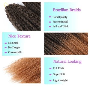 Perruque européenne et <span class=keywords><strong>américaine</strong></span>, tresses brésiliennes bouclées, tresses profondes Yaki, petites tresses bouclées, tresses Dirty Braids, cheveux au crochet, fibre haute température, fabrication à la machine - Product Image 5