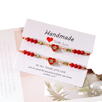 Nouveau bracelet porte-bonheur œil du diable en émail doré, alliage, cœur chromé, ensemble de cartes d'amitié, bijoux œil du diable unisexe