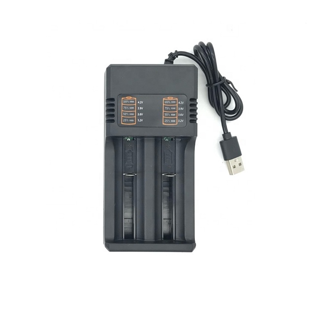 USB 18650 Battery Charger 2 Slots 3.7V Ni-MH NI-CD Rechargeable Batteries Smart Charging LED Light Electric Chargers