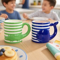 Tasse à café en céramique à poignée animale 3D, en porcelaine rayée, forme crocodile et baleine, pour enfants, usage domestique quotidien