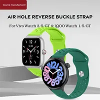 Bracelet en silicone respirant, imperméable et léger à boucle rapide avec trous d'aération pour Vivo IQOO Smartwatch 3/5/GT GT