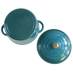 Casserole <span class=keywords><strong>en</strong></span> <span class=keywords><strong>fonte</strong></span> émaillée avec bouton <span class=keywords><strong>en</strong></span> acier inoxydable et doubles poignées pour cuisson lente, faitout - Product Image 5