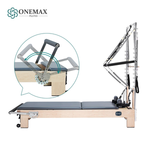 ONEMAX Reformer <span class=keywords><strong>Pilates</strong></span> en Bois d'Érable avec Demi-Tourneuse, 15 Niveaux de Ressorts Réglables, <span class=keywords><strong>Barre</strong></span> de Pieds à 7 Vitesses pour Studio et Domicile - Product Image 2