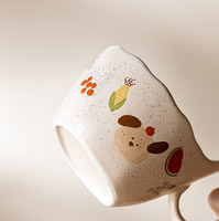 Mug de petit-déjeuner en céramique grande capacité motif dessin animé mignon, tasse à dessert et à flocons d'avoine irrégulière INS pour couple
