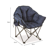 Chaise de camping pliable robuste Rouser avec cadre en aluminium, siège large et rembourré, chaise portable d'extérieur pour la plage et le jardin