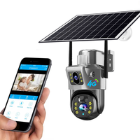 Surveillance extérieure solaire Mode faible consommation 2MP + 2MP affichage pixel ultra clair Caméra interphone vocal bidirectionnelle