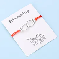 Wens Kaart Vriendschap Handboeien Armbanden Voor Vrouwen Mannen Kids Rode Draad Armband Beste Vrienden Vintage BFF Paar Sieraden