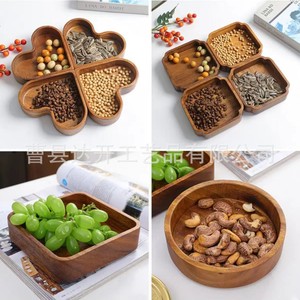 Solid Wood <b>Storage</b> <b>Tray</b> 4 Compartment Irregular Shape Multifunctional For Snacks Coffee Beans Nuts Jewelry - Product Image 2