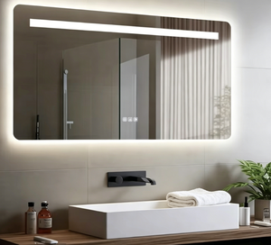Touch Switch LED Illuminated Bathroom <b>Mirror</b> 2025 Trending Aluminum Alloy Rectangular European Style <b>Wall</b> Mounted Modern - Product Image 1