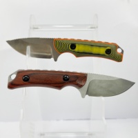 Couteau pliant de camping EDC DIY 15017, vert-jaune bicolore, lame argentée satinée avec étui Kydex orange