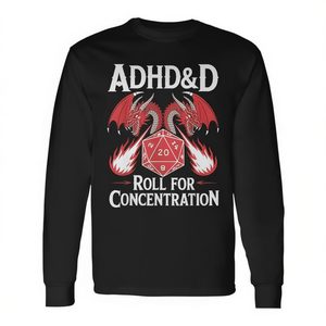 Camiseta de manga larga Adhd&D Roll For Concentration con diseño de dragón D20 - Product Image 2