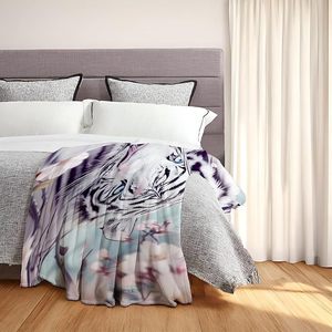 Snowy Brave White Tiger Flannel <b>Blanket</b> Throw <b>Blanket</b> Nap <b>Blanket</b> Reversible Cozy <b>Warm</b> for Winter Warmth Custom Print Wholesale - Product Image 2