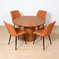 Chaise de salle à manger en cuir PU, style américain, moderne, colorée, orange, pour restaurant, avec dossier confortable et pieds en métal