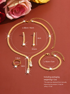 Ensemble de bijoux de luxe en zircon et strass pour femme, collier et boucles d'oreilles, accessoires de mariée pour mariage, fête et anniversaire - Product Image 3