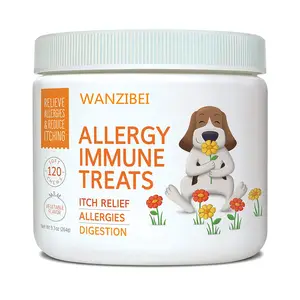 WANZIBEI-Dog Allergy Relief Immune Supplement - 120 Soft Chews with Colostrum and Probiotics - Supports Itch Relief