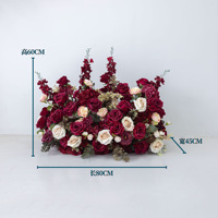 NINI Composition florale artificielle rouge foncé et rose pour décoration de toile de fond de mariage, arche florale, rangée de boules florales, disponible en gros et sur mesure