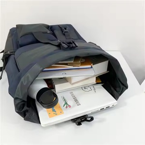 Alta calidad 17 pulgadas personalizado Simple impermeable adolescente Roll Top mochilas escolares al aire libre viaje de negocios portátil mochila para hombres - Product Image 4
