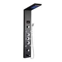 Panneau de douche en acier inoxydable avec jets multifonctions LED haute pression dorés pour salles de bain résidentielles et hôtelières