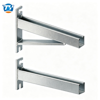 Support triangulaire cantilever ultra-renforcé UTT7243 en acier au carbone pré-galvanisé à chaud, bras de support d'épaisseur 1,5-2,5 mm pour