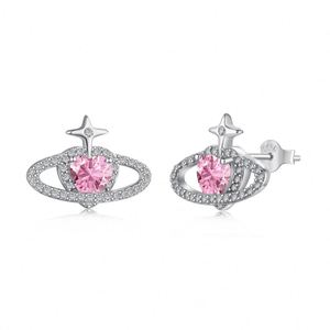Dylam Best Valentine Days Gift Tiny Hypoallergenic S925 <b>Silver</b> Heart Shape Planet Star 5A Zirconia <b>Stud</b> <b>Earrings</b> - Product Image 1