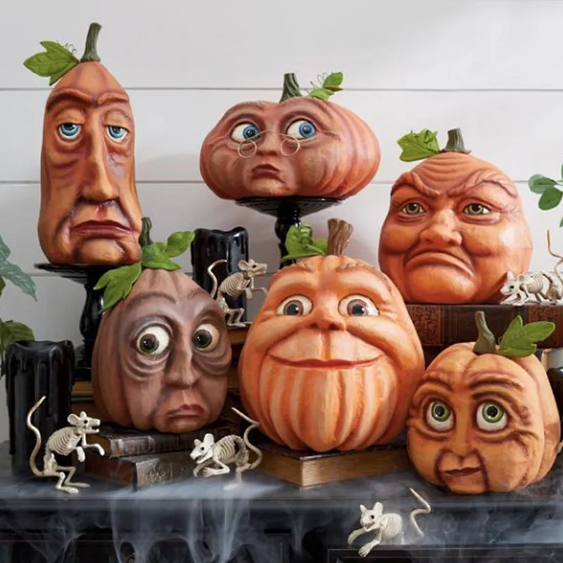 Wholesale Hot Sale Halloween Pumpkin Resin Crafts Outdoor Garden Decoration Ornament Halloween Funny Pumpkin Head