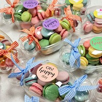 Boîte à macarons miniatures avec couvercle transparent - Boîte à dessert en plastique pour biscuits français, emballage pour cadeau de la fête des enfants