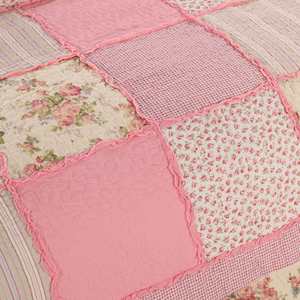 Elegantes Juegos de Cama de Algodón Rosa de 3 Piezas, Juegos de Cubrecamas Reversibles, Patchwork Floral Vintage - Product Image 2