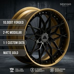 Jantes forgées de luxe 2 pièces, or mat, 18-24 pouces, jantes personnalisées en maille noire pour Porsche BMW M5 <span class=keywords><strong>Mercedes</strong></span> AMG Tesla Rolls Royce - Product Image 1