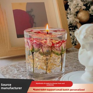Bougie parfumée en gelée avec fleurs séchées |   160g/350g |   20 Parfums |   Combustion longue durée |   Décoration Cadeau - Product Image 5