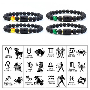 Pulseras Elásticas con Signos del Zodiaco de las Doce Constelaciones para Hombre y Mujer, Venta al Por Mayor, Joyería Artesanal - Product Image 2