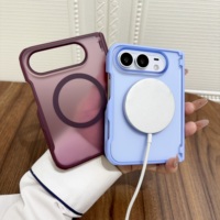 Coque de téléphone magnétique mate antichoc transparente avec protection des charnières pour iPhone Duo Seven