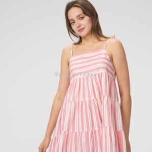 Vestido Mini de Lino y Algodón a Rayas para Mujer, Casual, Verano, Cómodo, Moderno, Nuevo, Tejido Personalizado, Gran Venta - Product Image 5