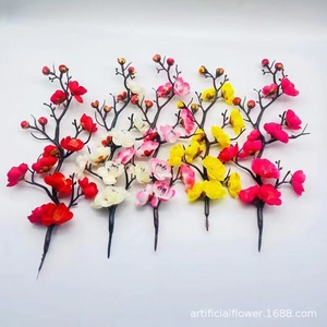 กิ่งดอกพลัมประดิษฐ์ ดอกไม้ผ้าไหม ก้านเดี่ยว ตกแต่งบ้าน สไตล์จีน สีแดง ขาว เหลือง ชมพู - Product Image 5