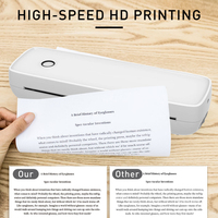 Imprimante Thermique A4 Numérique Sans Fil Portable Bluetooth Économique de Poche pour Photos et Documents