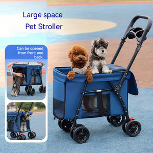 Carrito <span class=keywords><strong>Plegable</strong></span> para Perros de Cuatro Ruedas, Capacidad Máxima de 15 kg, Cierre de Botón Ecológico, Cómodo Transportador de Mascotas de Tela Oxford - Product Image 3