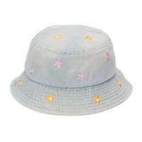 Topi Bucket Anak 100% Katun Bordir Motif Beruang Stroberi Bentuk Hati Gaya Musim Semi Gugur untuk Anak Laki-laki dan Perempuan