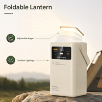 Batterie externe haute capacité pour le camping en plein air 50000mAh 60000mAh, charge rapide PD22.5W avec 4 câbles et une puissante lampe LED