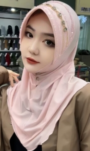 Hijab Istantaneo con Strass per Donne, Sciarpa Islamica in Stile Arabia Saudita e Dubai, Foulard Turco per Uso Quotidiano - Product Image 5