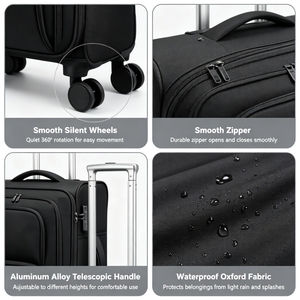 Valise de voyage Oxford imperméable avec roulettes silencieuses rotatives, serrure TSA, compartiments multiples, résistante à l'usure, personnalisable - Product Image 2