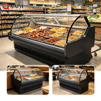 Vitrine Réfrigérée Ouverte pour Viande de Supermarché, Comptoir Réfrigéré pour Boucherie, Réfrigérateur de Présentation pour Viande Fraîche
