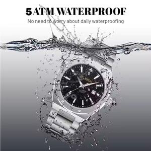 Montre de luxe pour homme, cadeau d'affaires, logo personnalisé, acier inoxydable, cadran étoilé, montre élégante, résistante à l'eau - Product Image 6