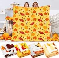Couverture d'automne en polaire douce et chaude, motif citrouille et érable, pour Thanksgiving