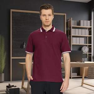Polos de Piqué para hombre, manga larga, mezcla de algodón, con punta, informal, cuello, polo, ajuste clásico de negocios - Product Image 1