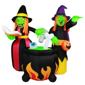 6FT Inflatable Halloween Phù Thủy chiếu sáng LED Halloween khổng lồ Phù Thủy không khí thổi Inflatable Đảng ngoài trời sân trang trí